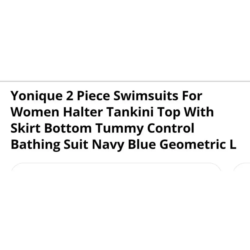 Yonique Women’s 2-Piece Halter Tankini Swim Skirt Tummy Control Navy/White L